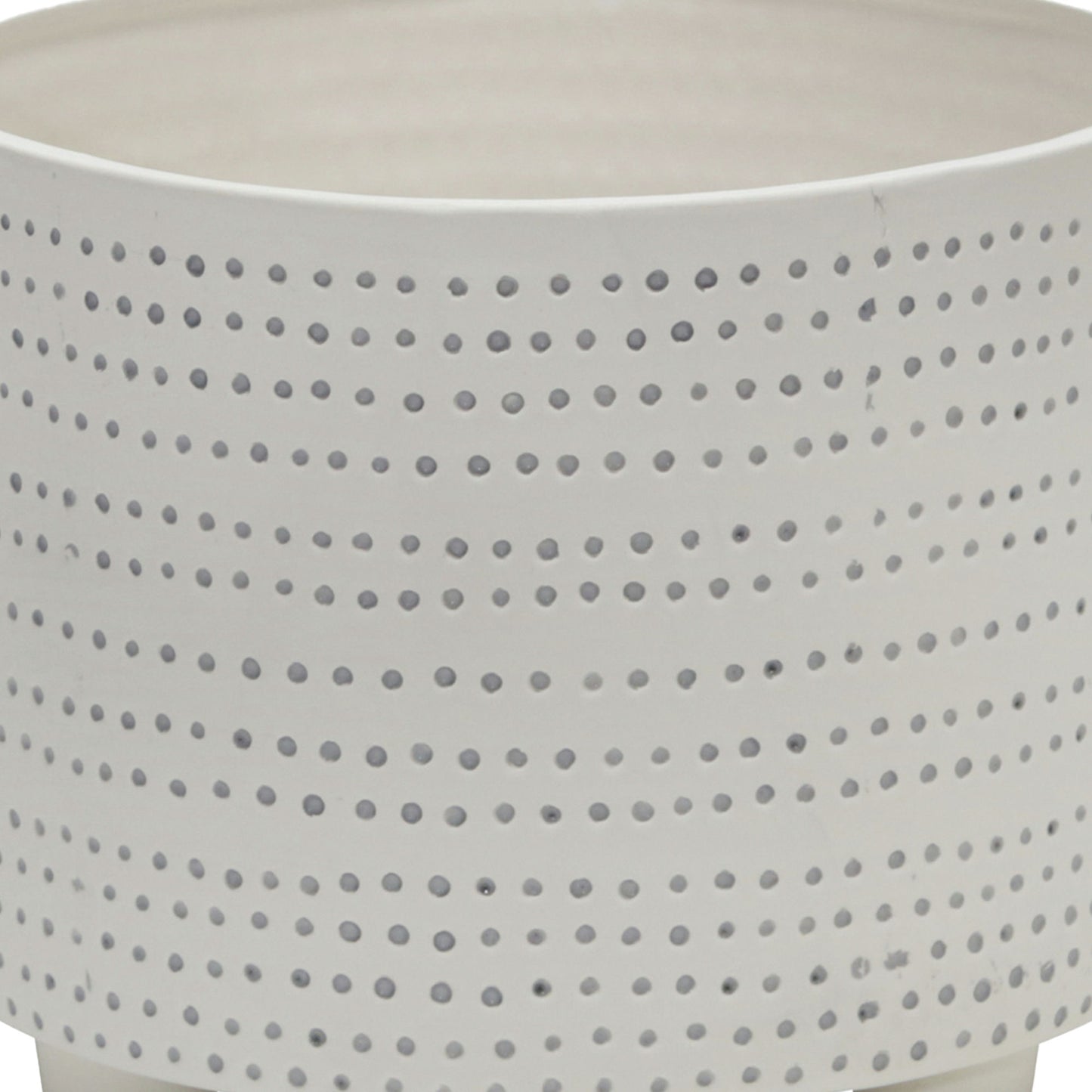 S/2 Ceramic Footed Planter W/ Dots 10/12", Ivory