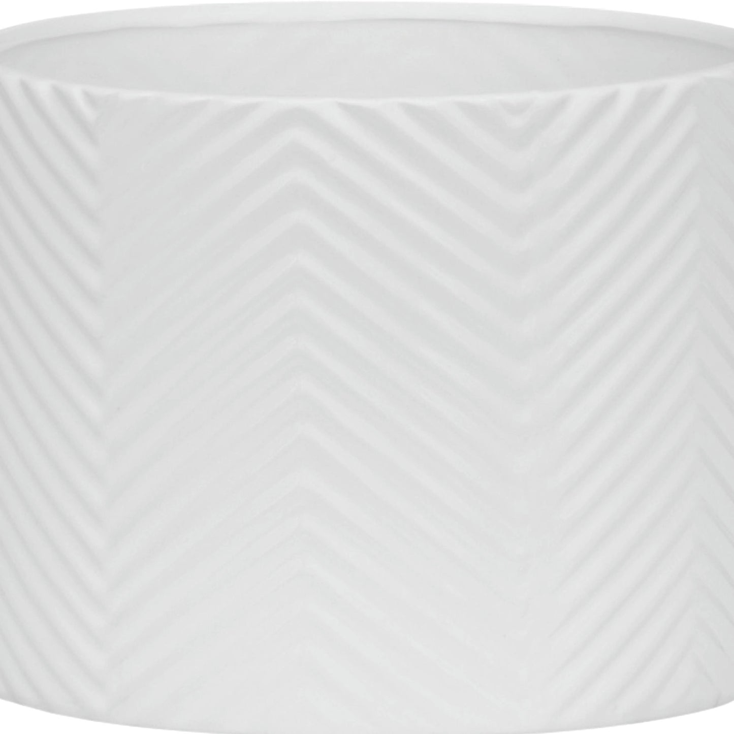 8" Ceramic Chevron Planter W/ Wood Stand, White