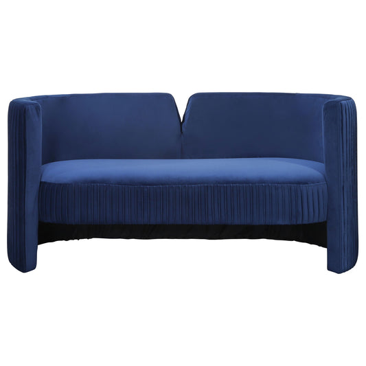 Pleated Velveteen Sofa, Navy