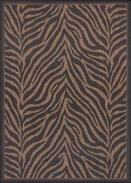 Couristan Recife Zebra Black-Cocoa Rug 5'3" x 7'6"