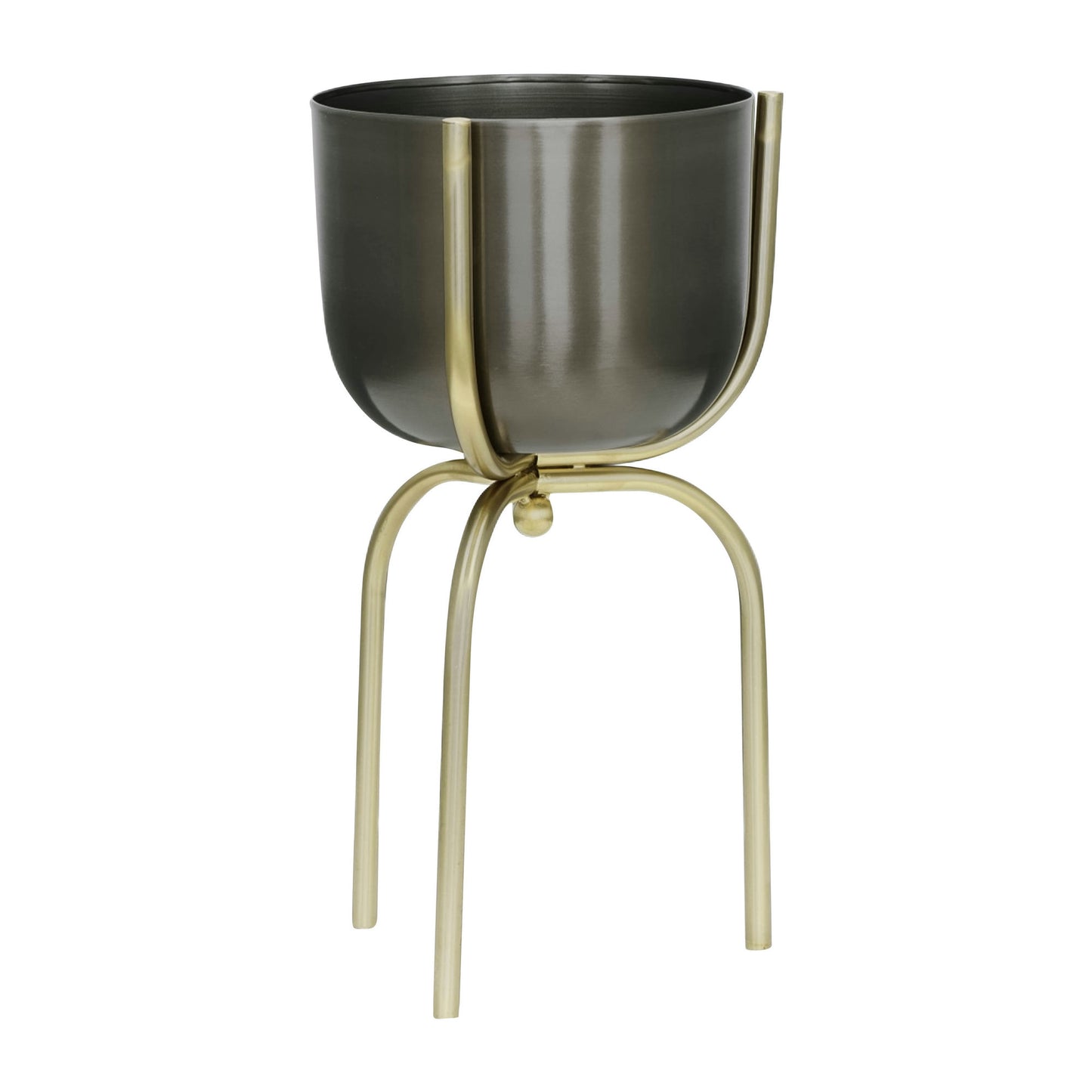 Metal 20" Planter On Tripod, Gunmetal/gold