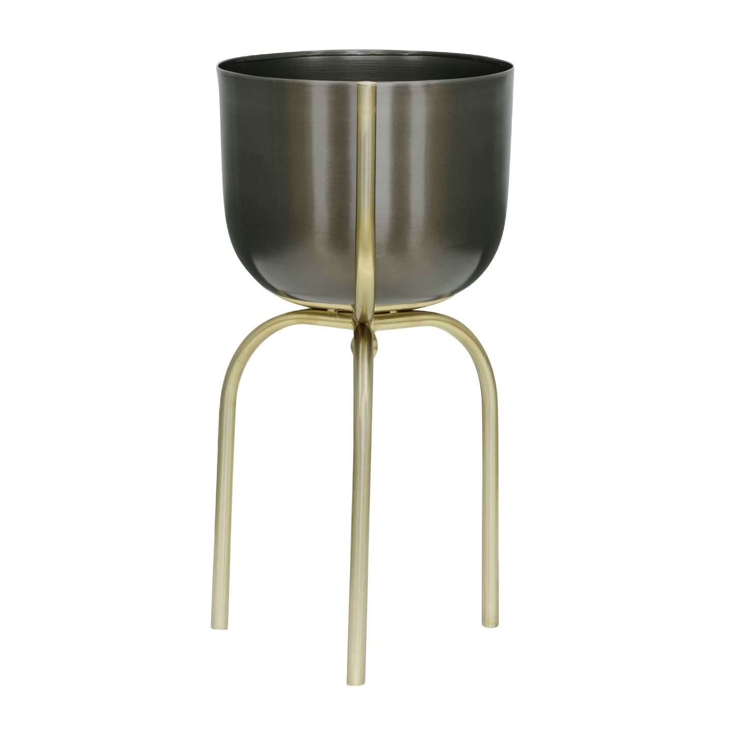 Metal 20" Planter On Tripod, Gunmetal/gold