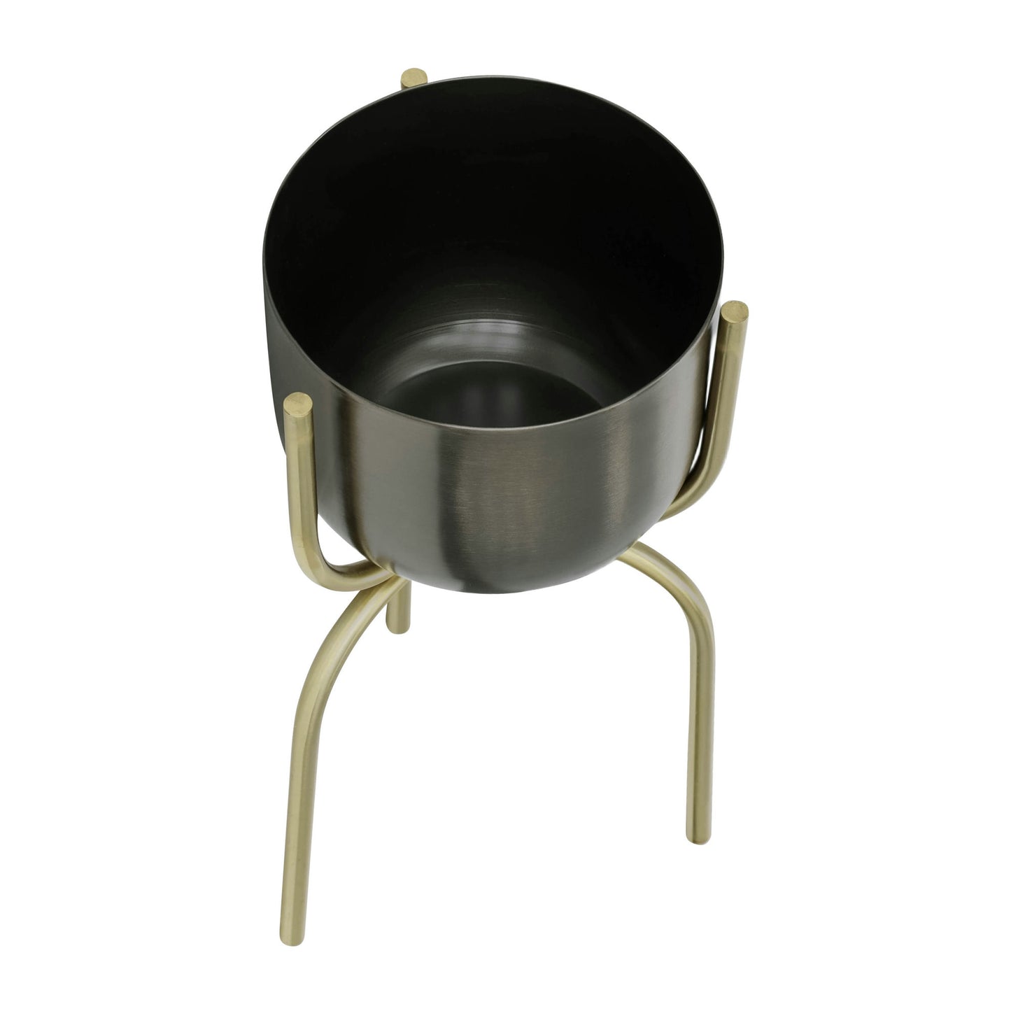 Metal 20" Planter On Tripod, Gunmetal/gold