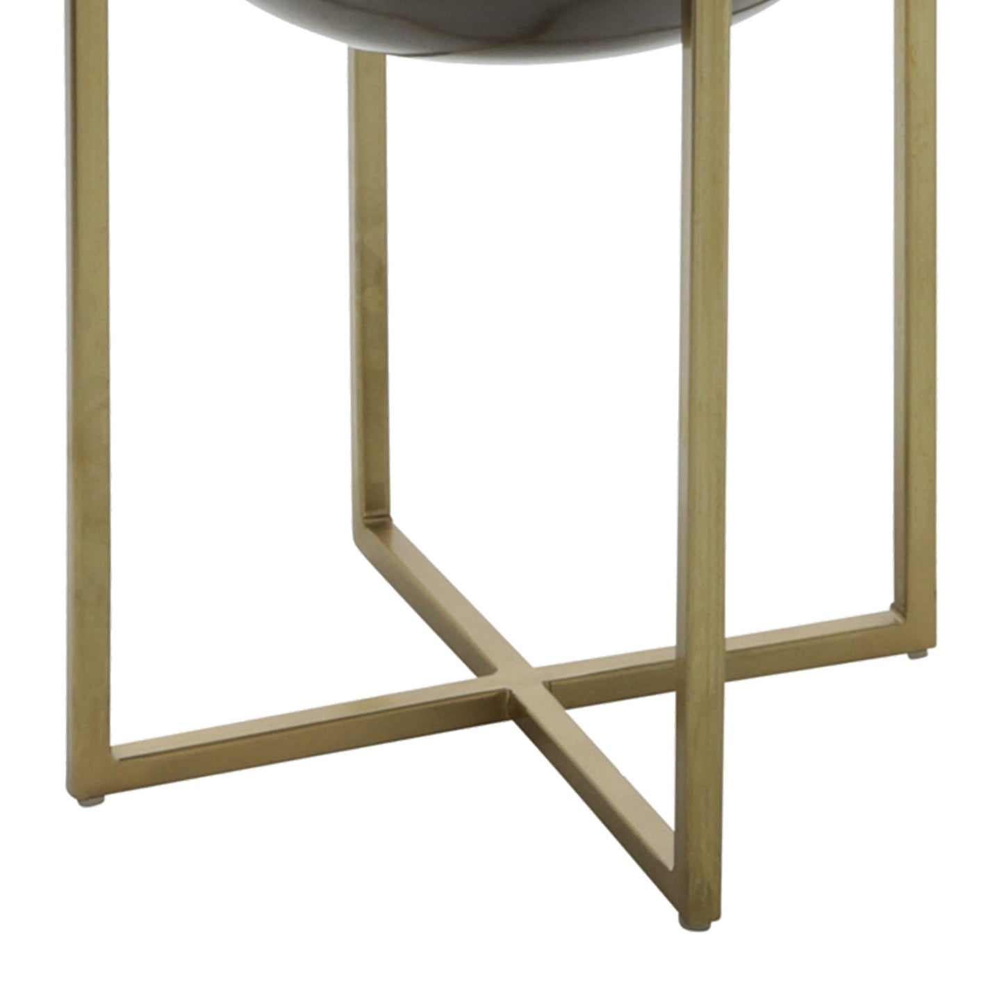 S/2 Metal 25/21" Planter W/ Stand, Gunmetal/gold