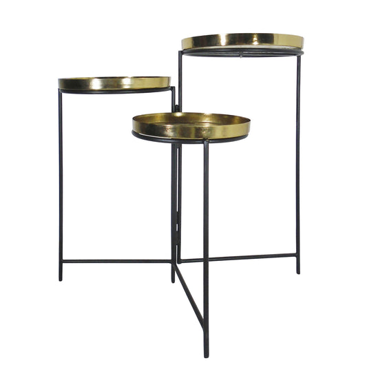 Metal 21" Foldable Planter Trio, Gold/black