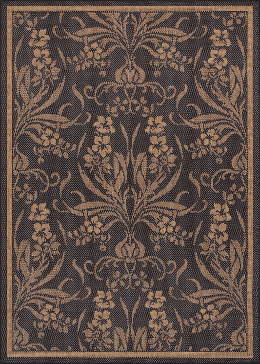 Couristan Recife Garden Cottage Black-Cocoa Square Rug 7'6" x 7'6"