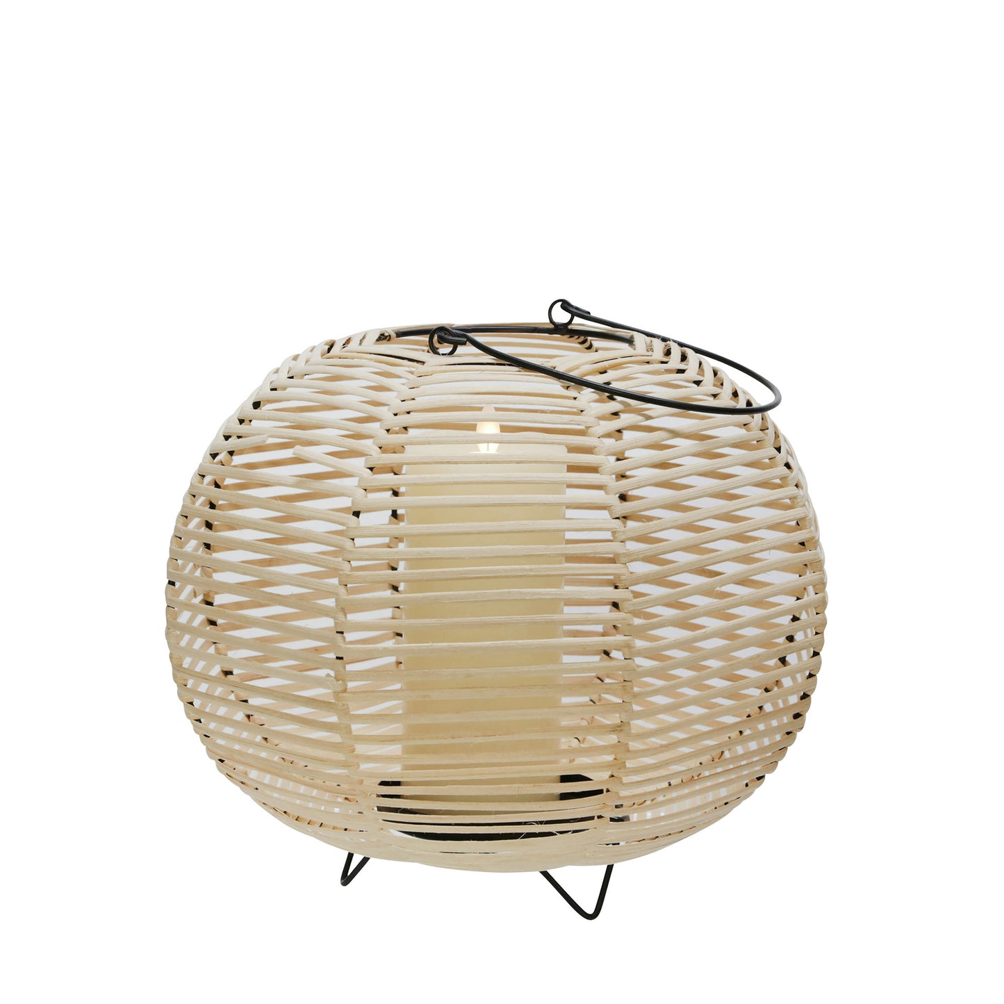 round Wicker/iron Lantern, Natural