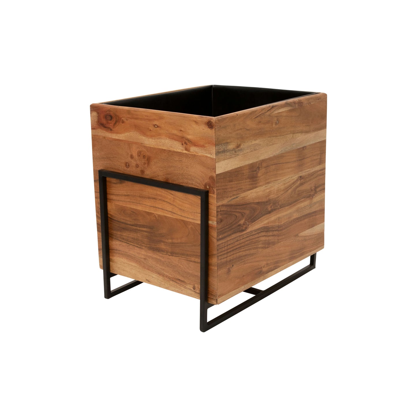 S/2 Wood/metal 14/17" Square Planters, Brown