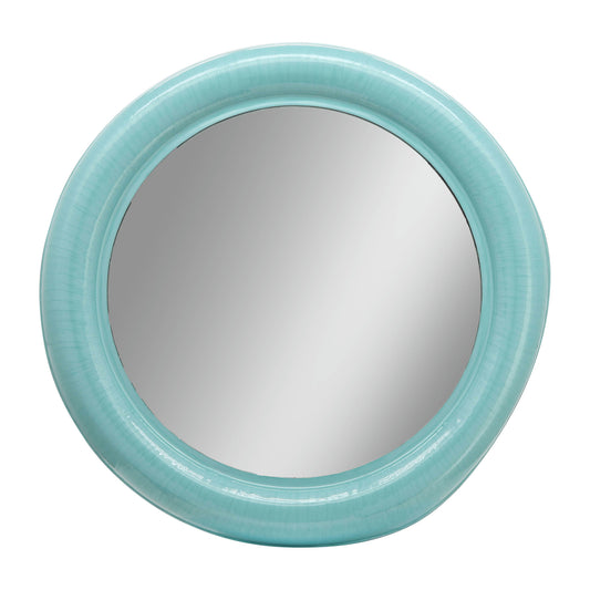 Metal 36" Round Mirror, Turq