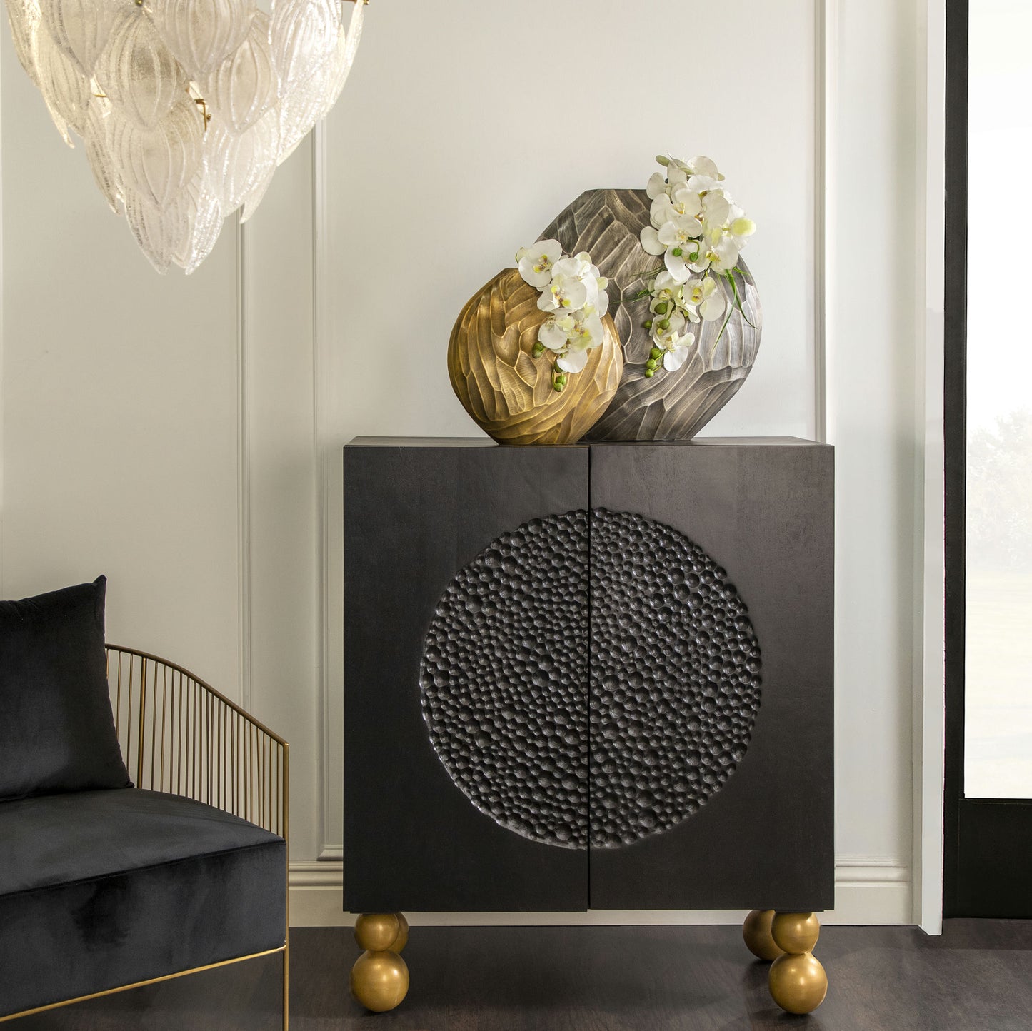 Aluminum 14"h Hammered Vase, Gold