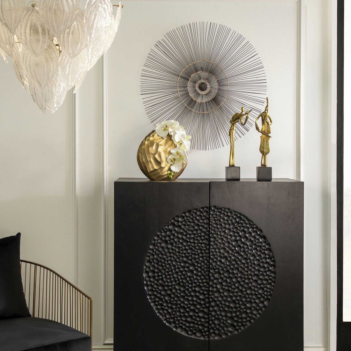 Aluminum 11"h Hammered Vase, Champagne