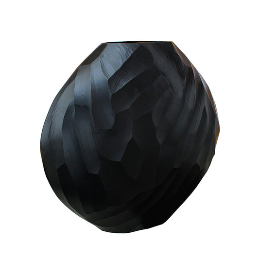 Aluminum 14"h Hammered Vase, Matt Black