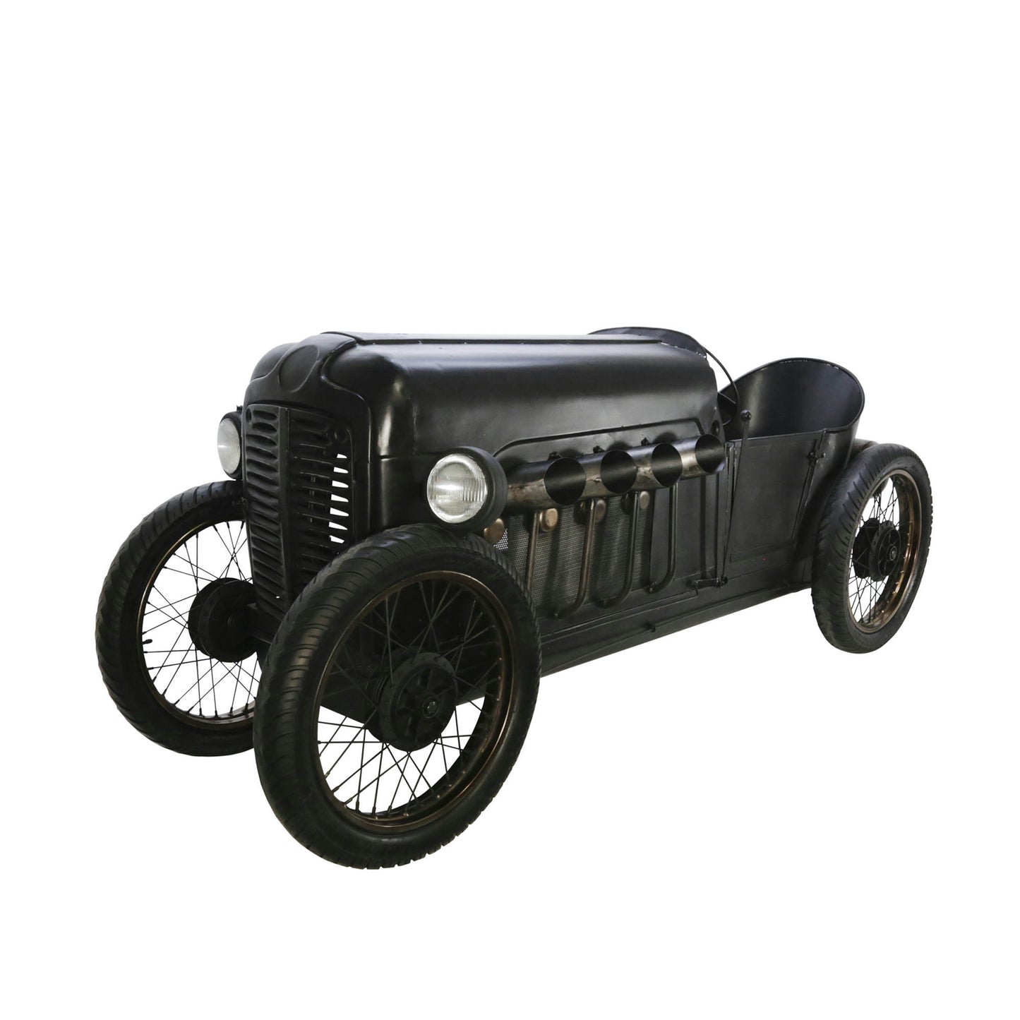 Metal 41"h Race Car Wine Rack, Black Kd