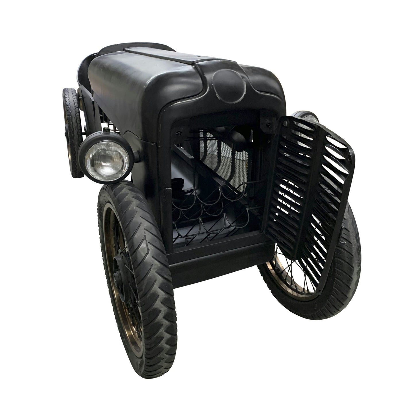 Metal 41"h Race Car Wine Rack, Black Kd