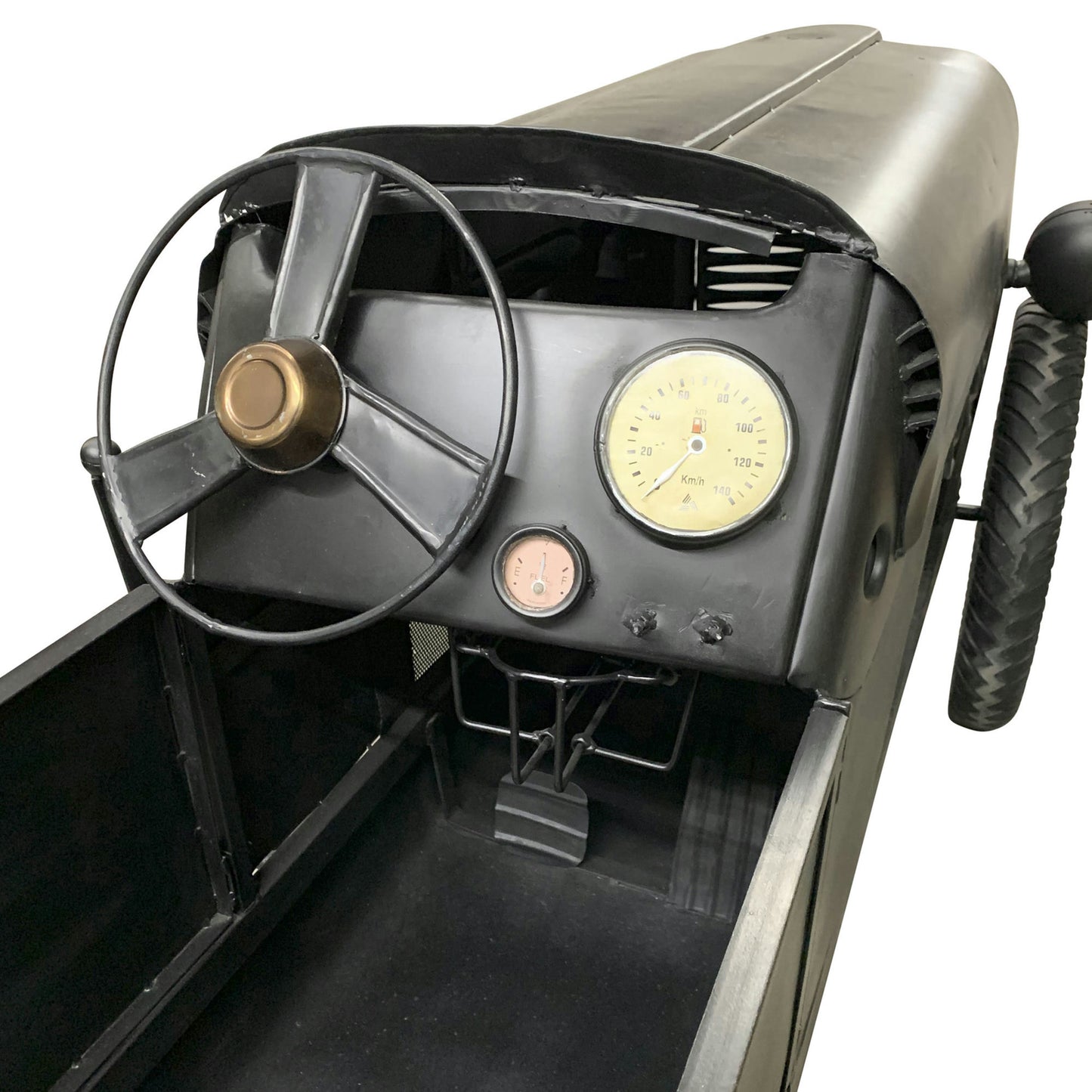 Metal 41"h Race Car Wine Rack, Black Kd