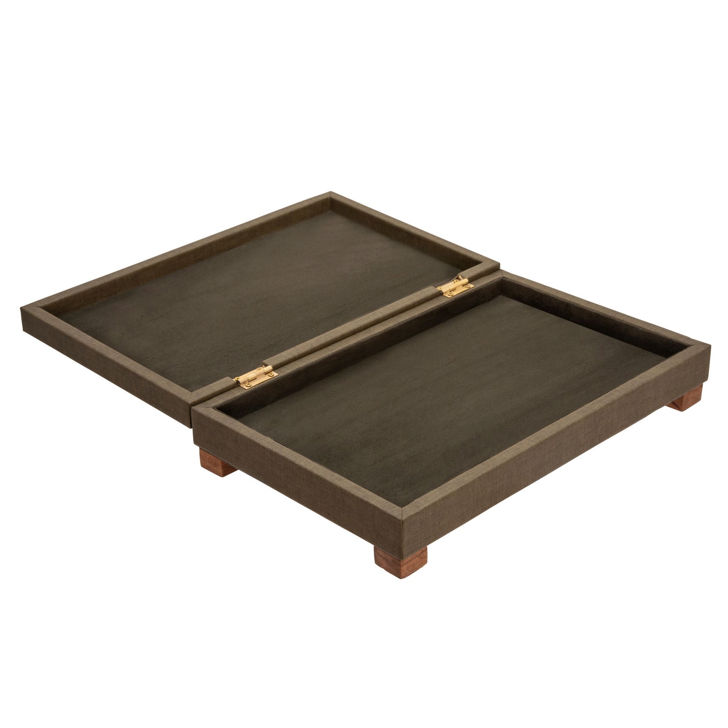 Wood 16" Faux Leather Box W/ Legs, Green