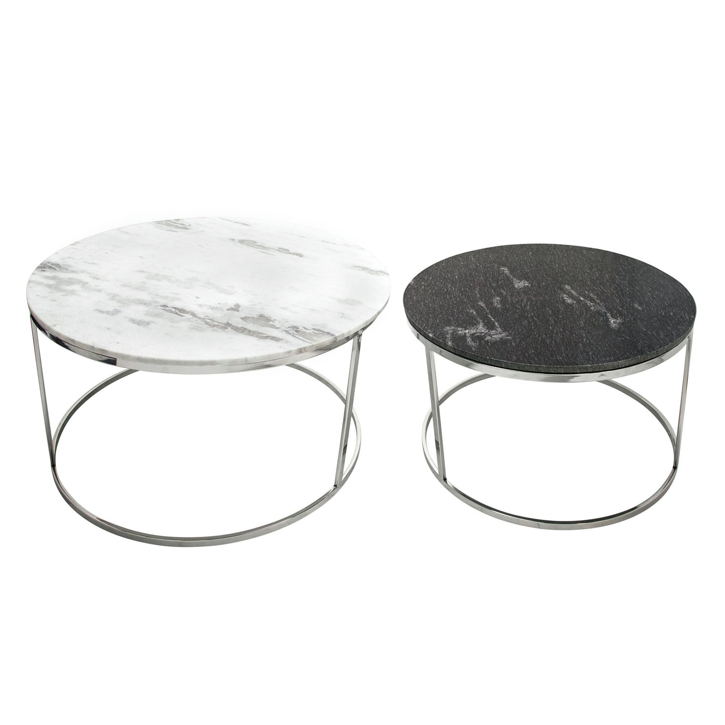 S/2 Metal/marble Coffee Table, Silver