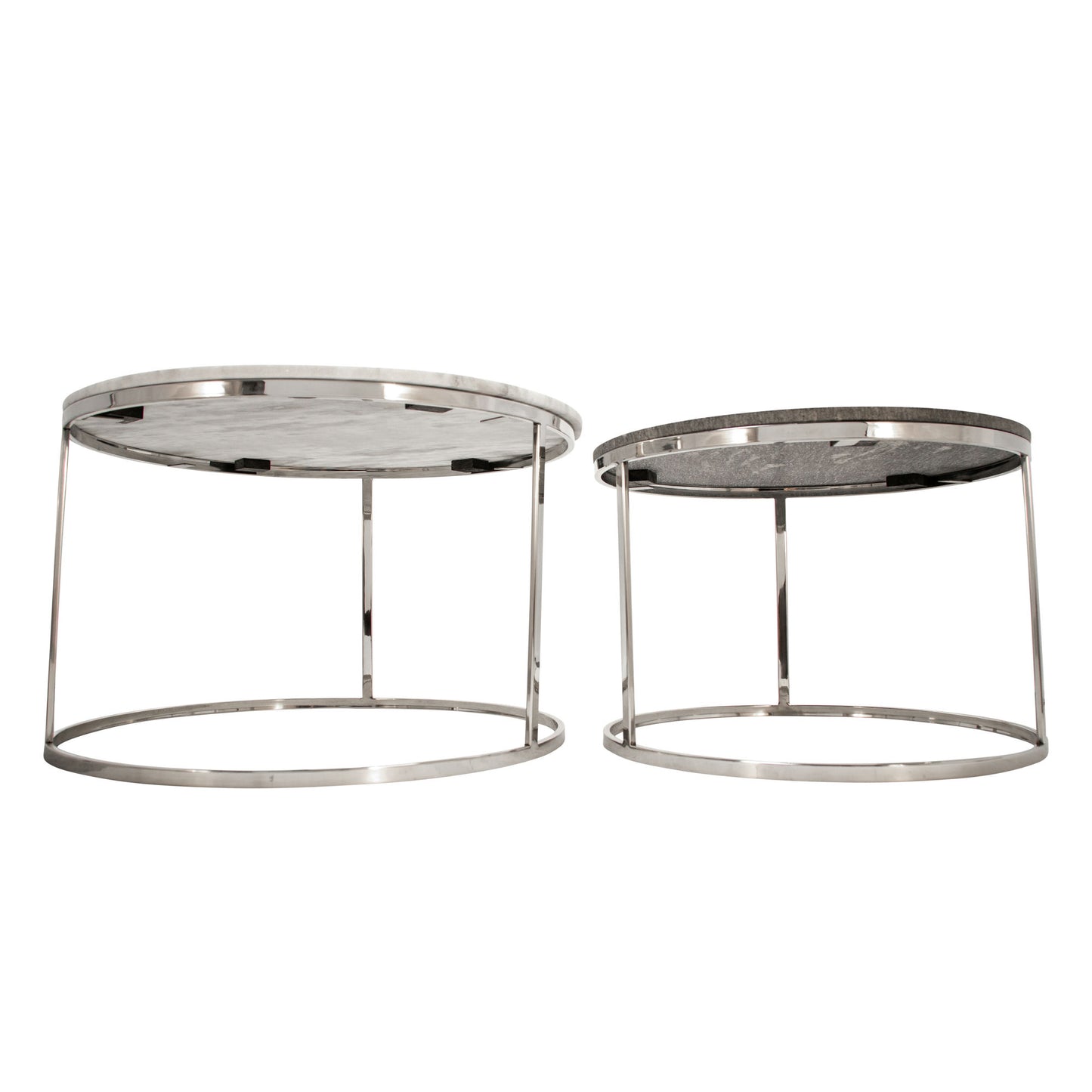 S/2 Metal/marble Coffee Table, Silver