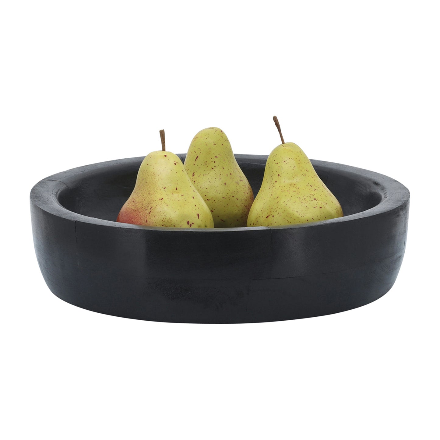 Wood 12" Stained Bowl, Black