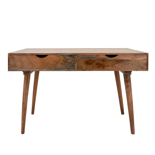 30" Wooden Writing Desk W/ 2 Drawers, Brown Kd