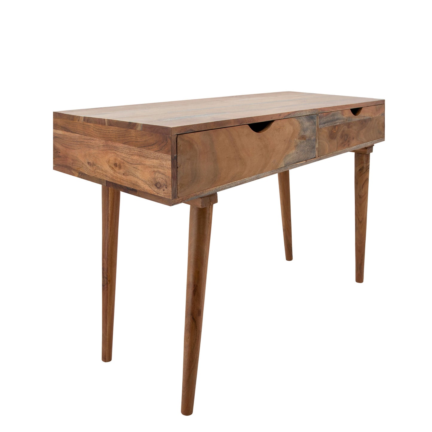 30" Wooden Writing Desk W/ 2 Drawers, Brown Kd