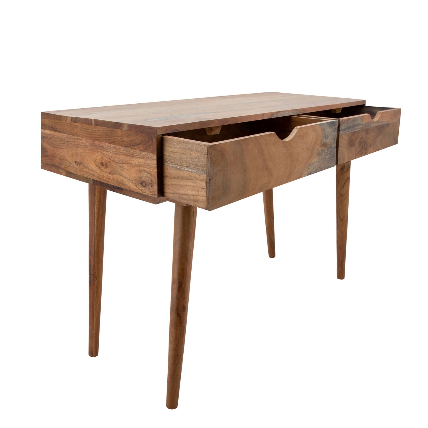 30" Wooden Writing Desk W/ 2 Drawers, Brown Kd