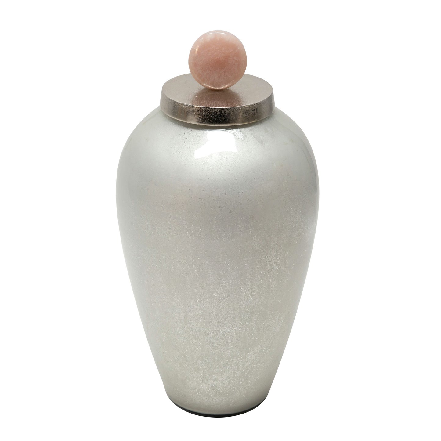 21" Glass Vase W/ Blush Knob, Silver