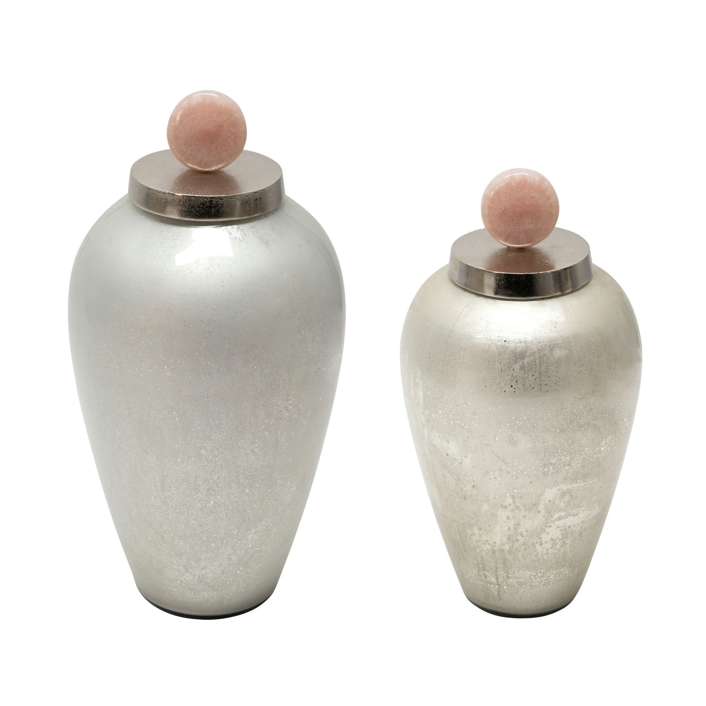 21" Glass Vase W/ Blush Knob, Silver