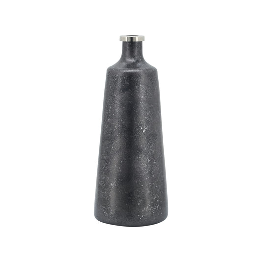 Glass, 14"h Vase W/ Ring, Black