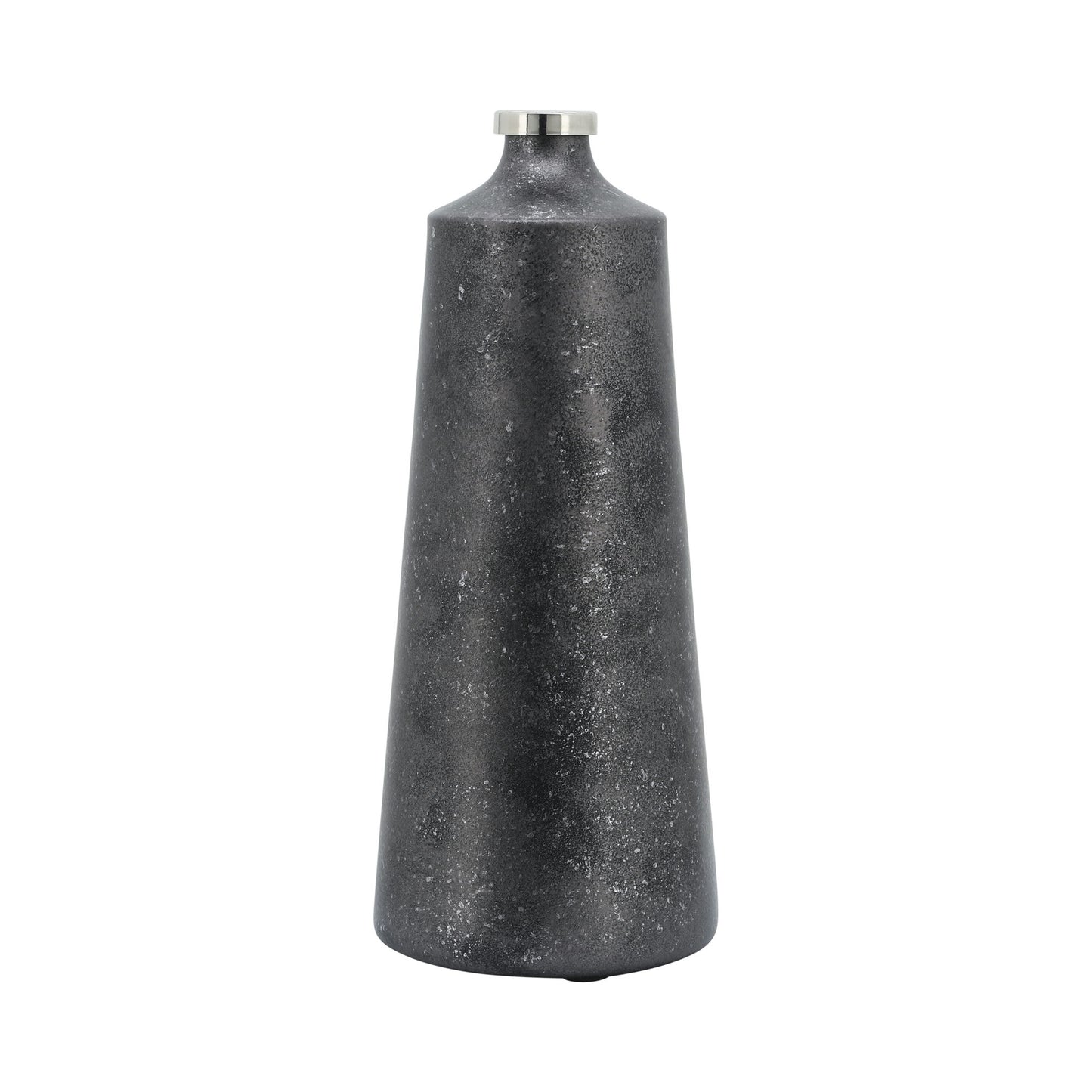 Glass, 18"h Vase W/ Ring, Black