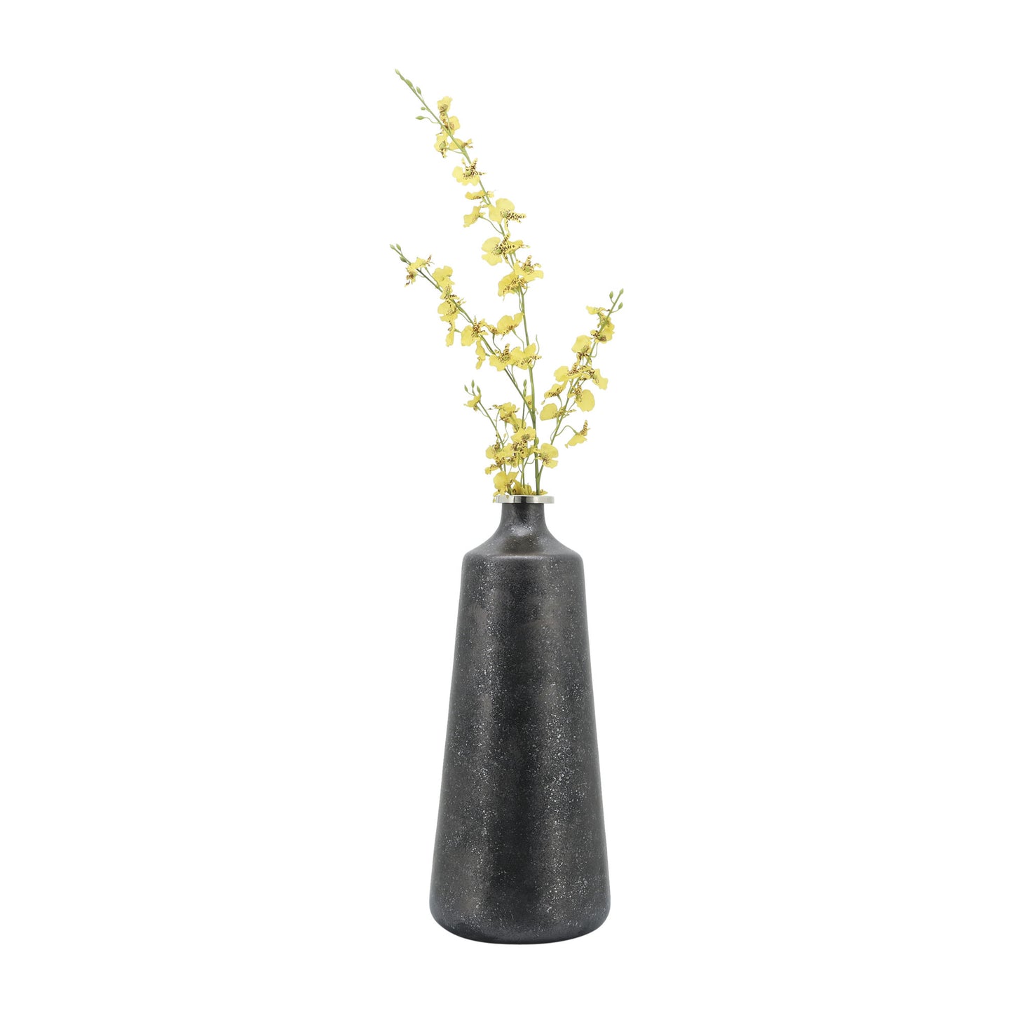 Glass, 21"h Vase W/ Ring, Black