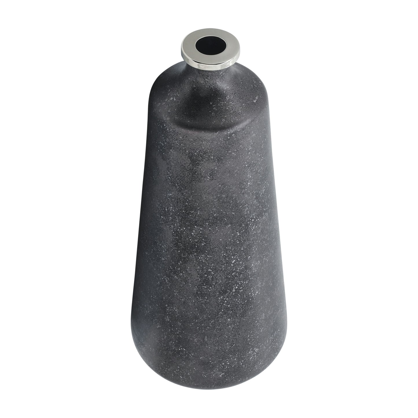 Glass, 21"h Vase W/ Ring, Black