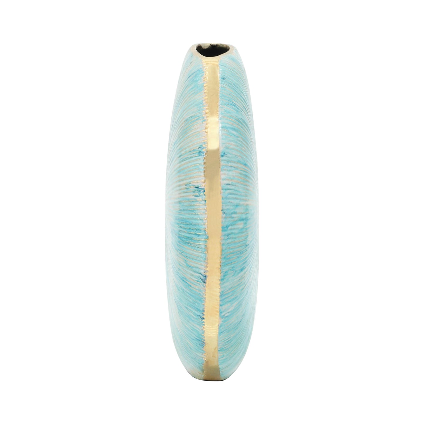 11" Decorative Metal Vase, Turq