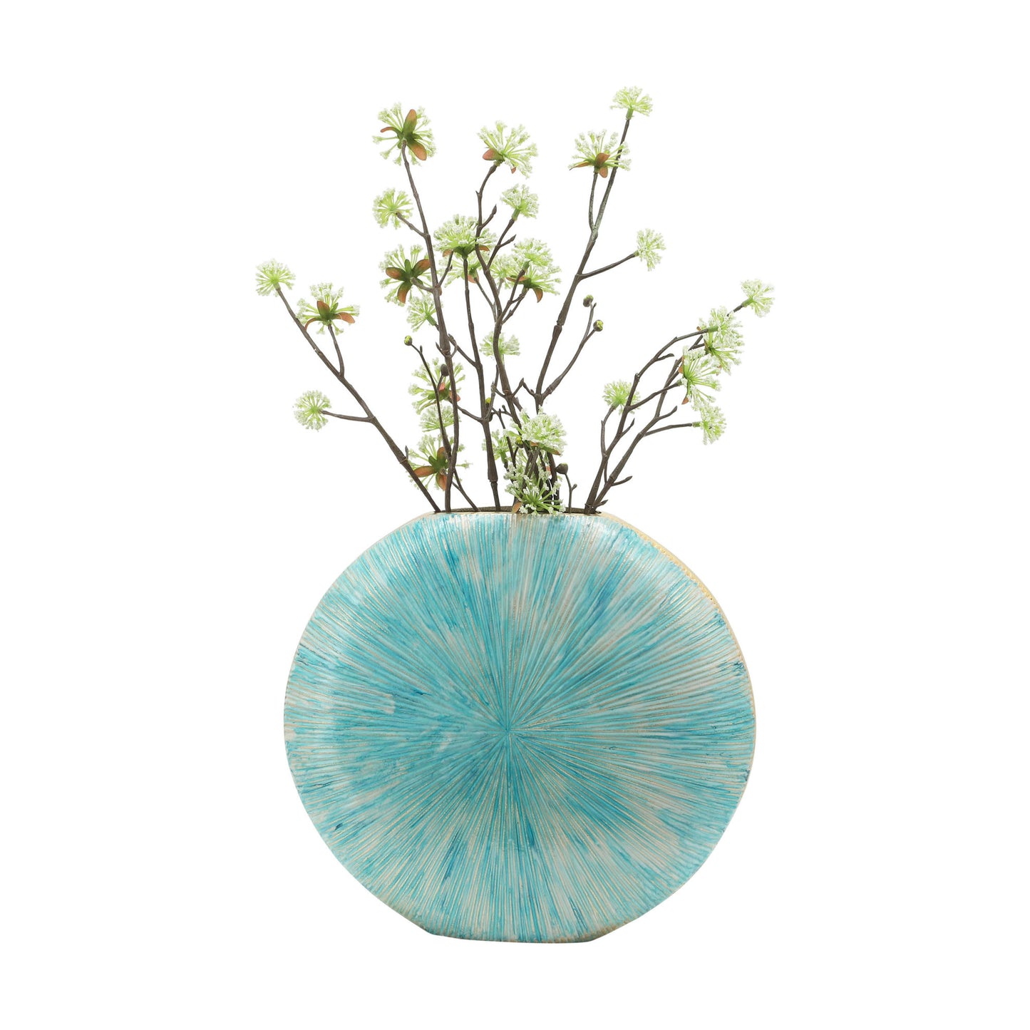 11" Decorative Metal Vase, Turq