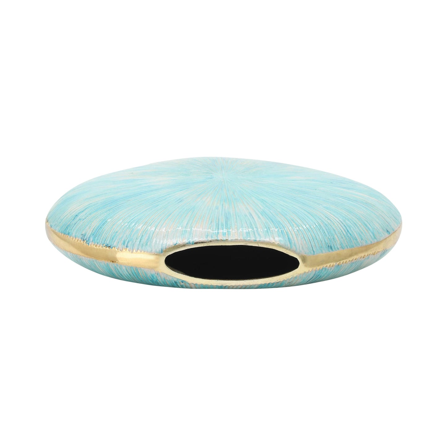11" Decorative Metal Vase, Turq