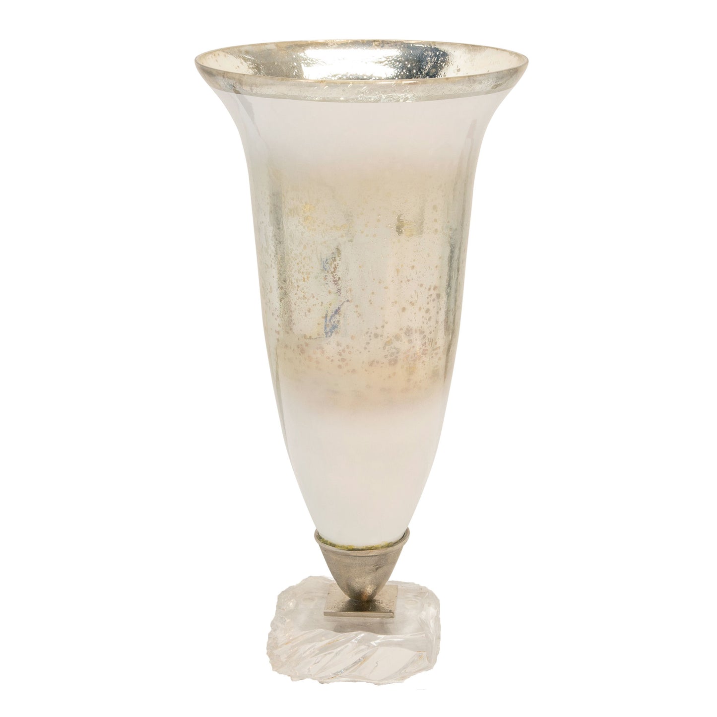 18"h Glass Vase W/ Acrylic Base, Silver