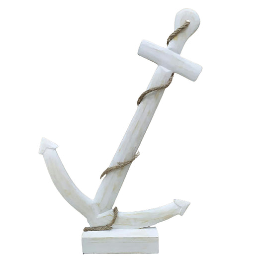 21"h Wooden Anchor, White