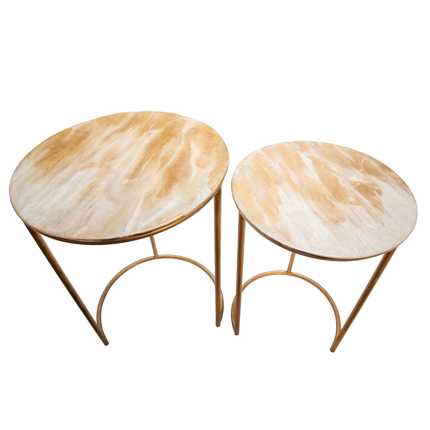 S/2 Metal Side Tables, Cream