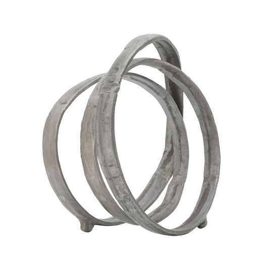 13" Metal Ring Sculpture, Gun Metal