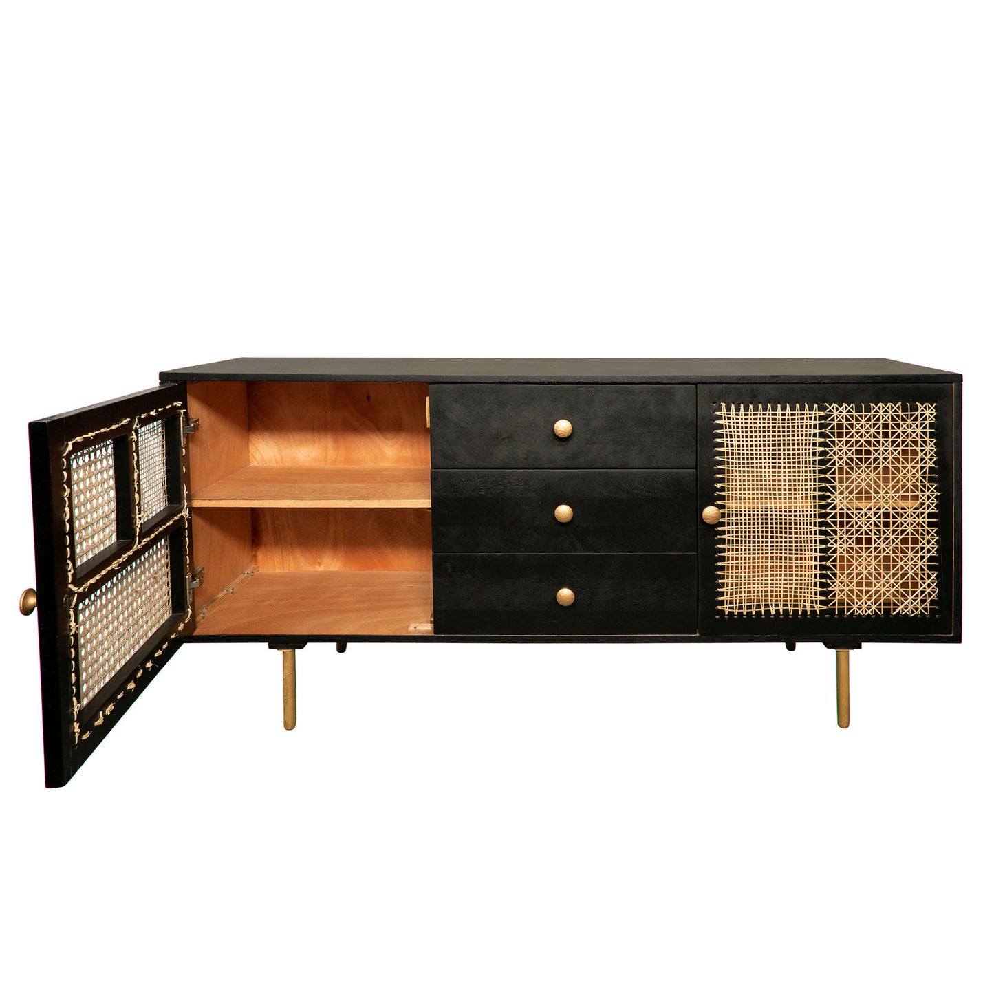 Wood 63x30" Patchwork Sideboard