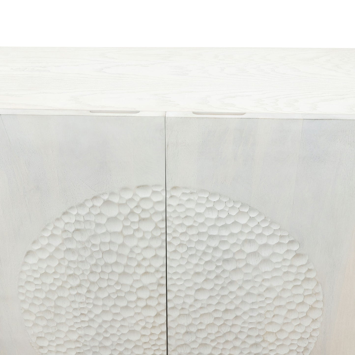 Wood 39x47" Hammered Cabinet, White