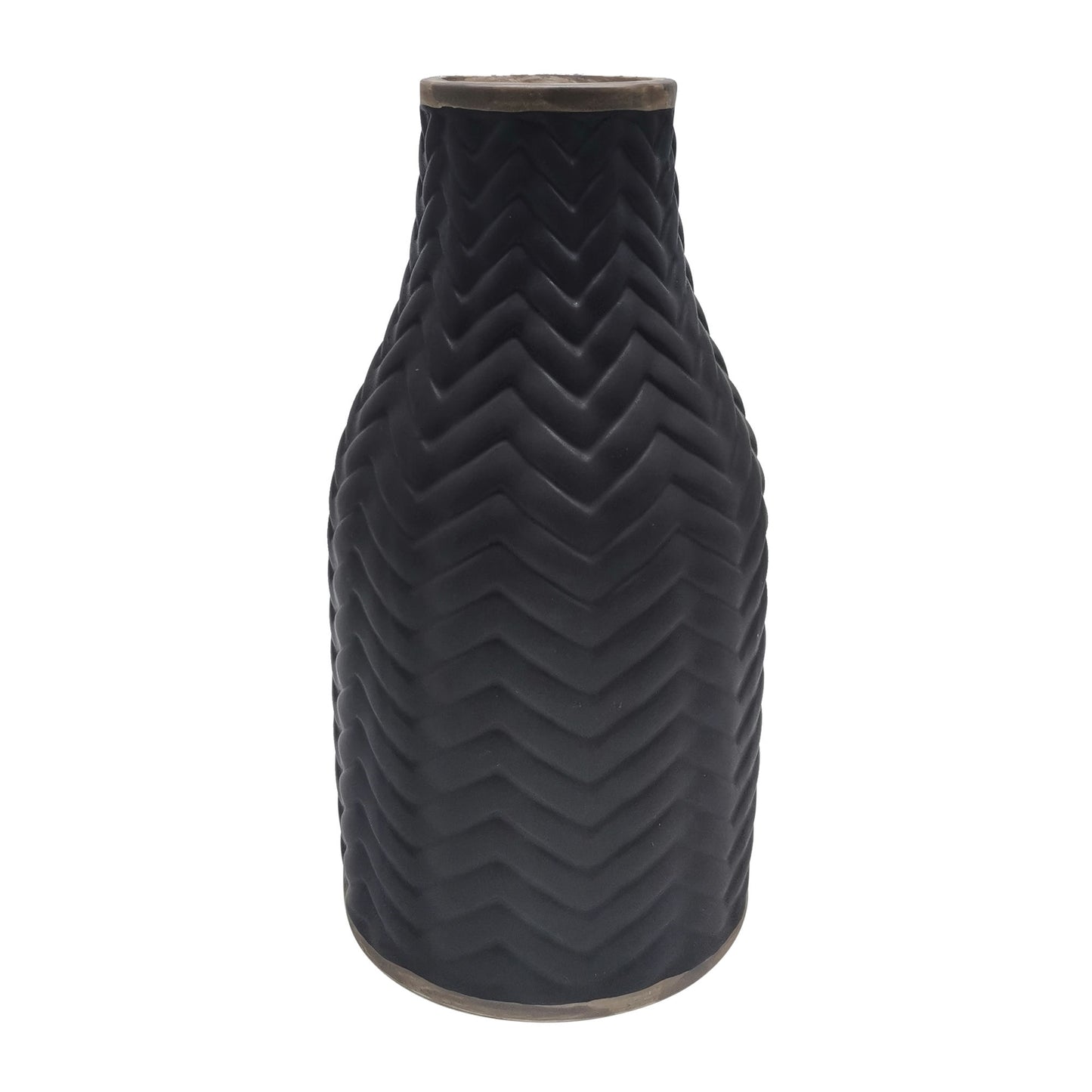 10" Chevron Vase, Black