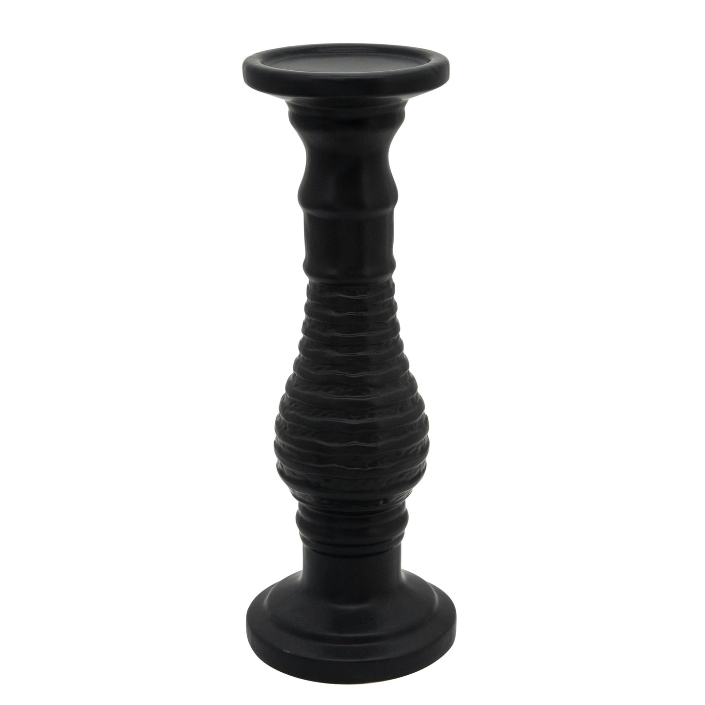 18" Textured Candle Holder, Black