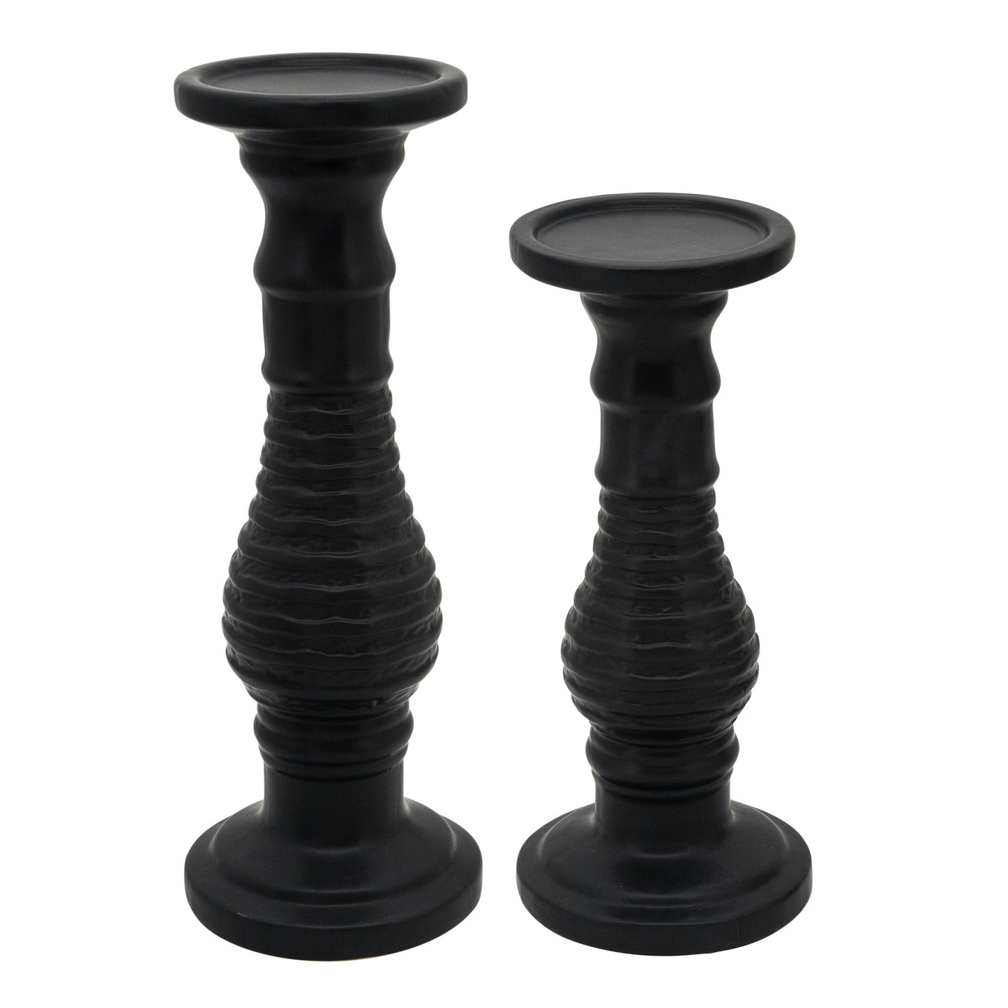 18" Textured Candle Holder, Black