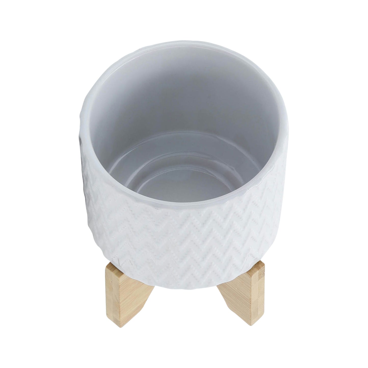 5" Chevron Planter W/ Stand, White