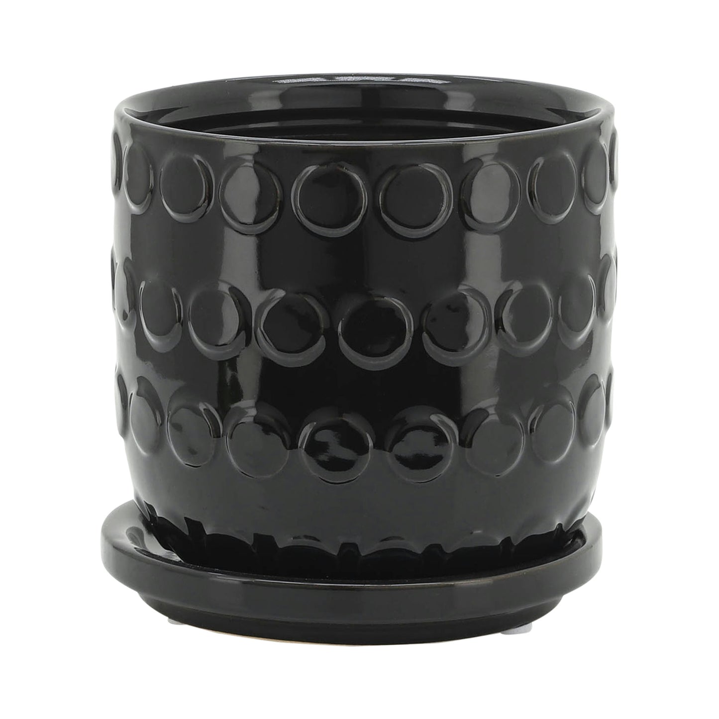 S/2 5/6" Bubble Planter W. Saucer, Black