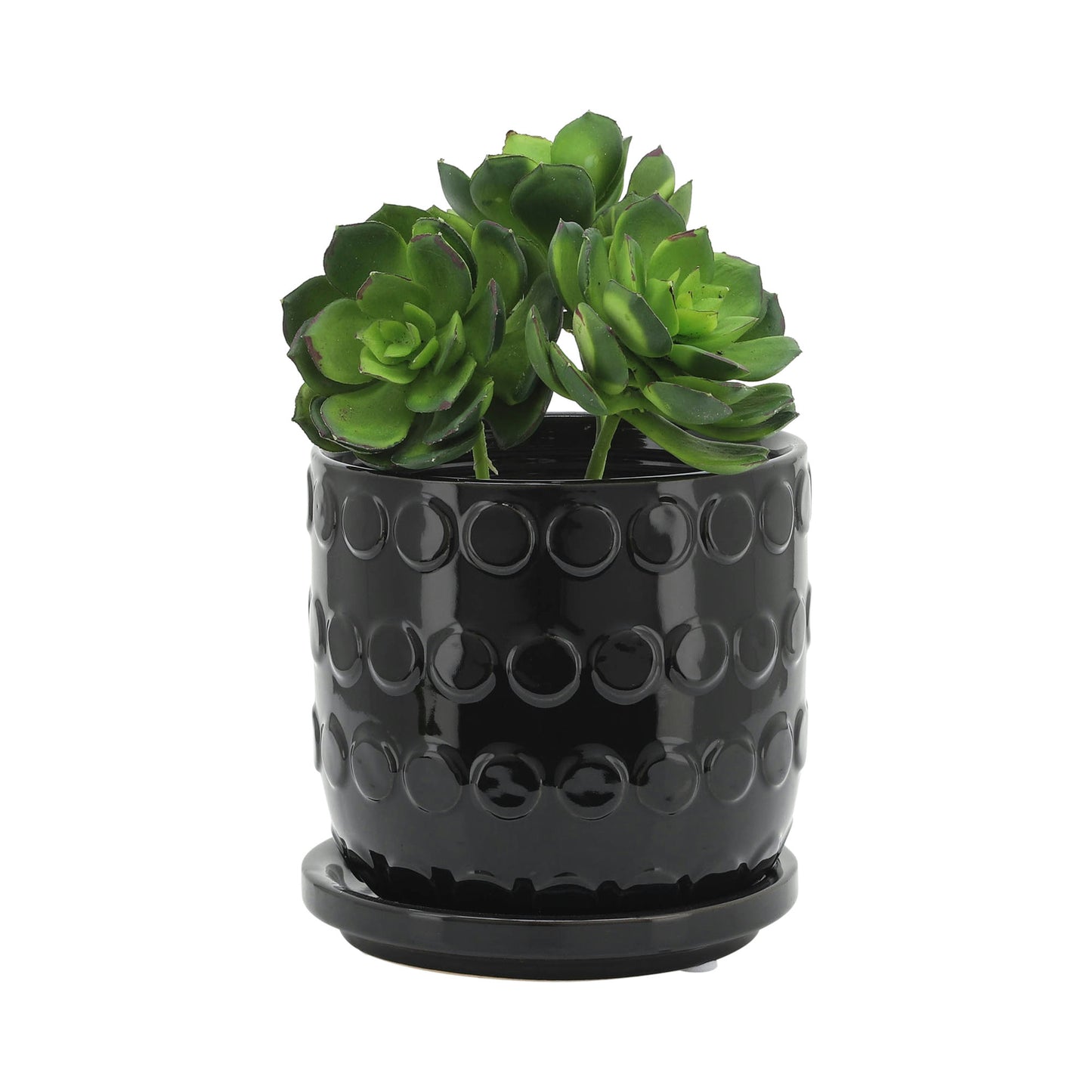 S/2 5/6" Bubble Planter W. Saucer, Black