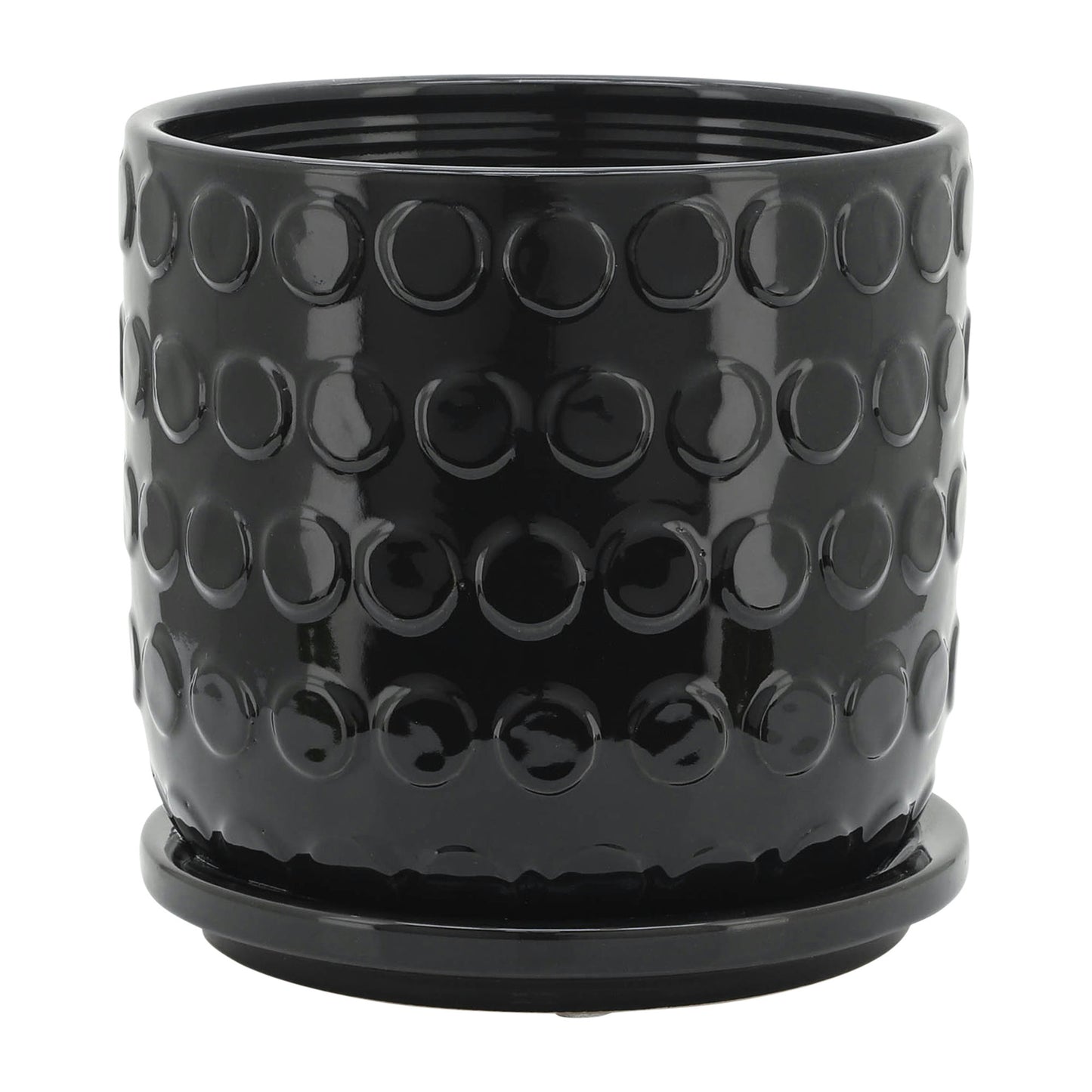 S/2 5/6" Bubble Planter W. Saucer, Black