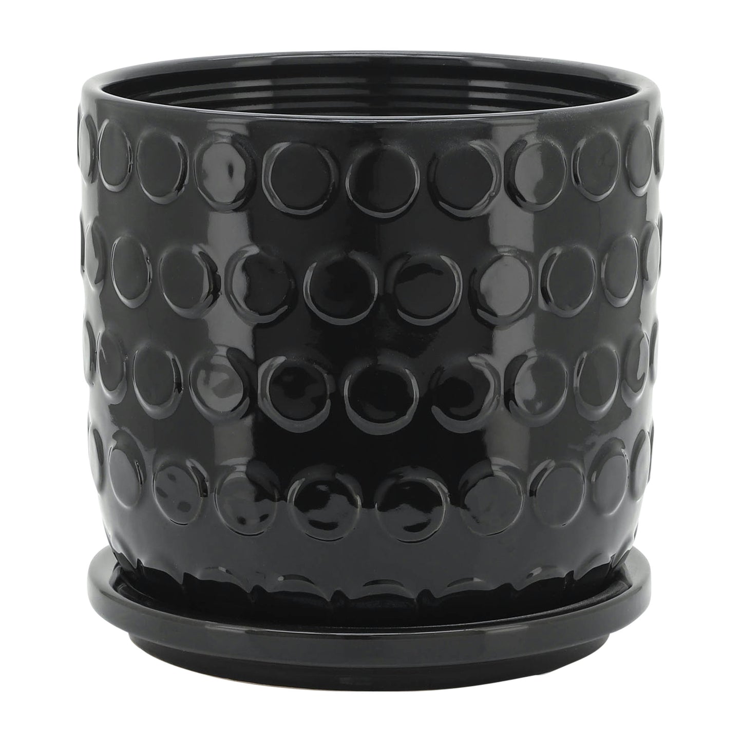 S/2 5/6" Bubble Planter W. Saucer, Black