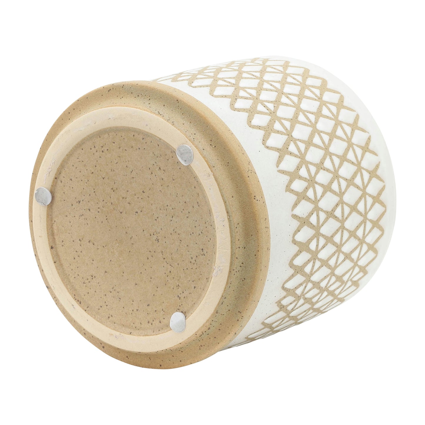 S/2 5/6" Criss/cross Planter W/ Saucer, Beige